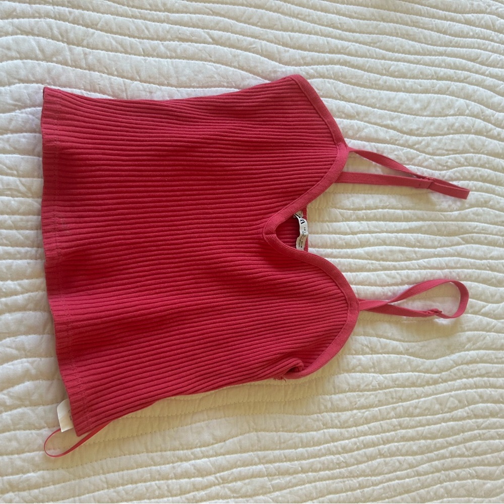 hot pink Ribbed Tank Top